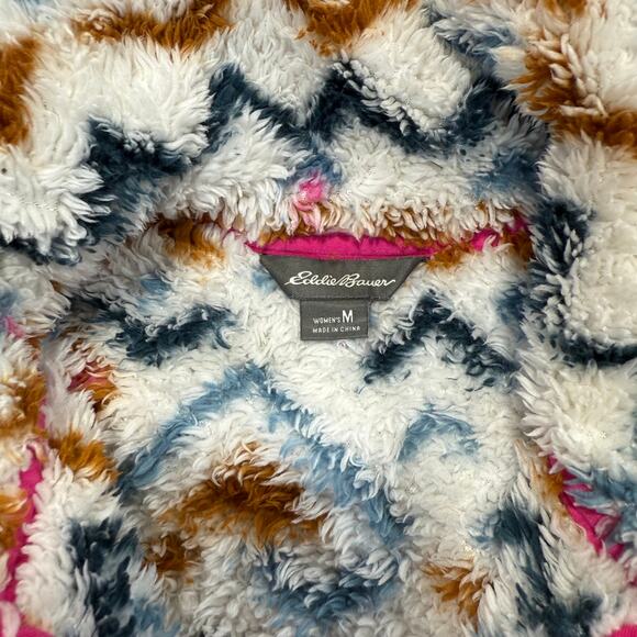 Eddie Bauer Womens Quest Quarter-Zip Fleece Jacket Medium Aztec Multicolor Plush - Picture 4 of 8